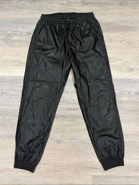 Zara Womens‎ Faux Leather Jogger Pants Black Elastic Waist Size S Small